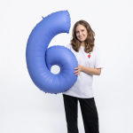 Шар (40''/102 см) Цифра, 6, Голубой Лотос, Матовый, 1 шт. в уп., 400600MLUB-P