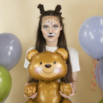 Шар (24''/61 см) Фигура 3D, Сидячий мишка, Коричневый, 1 шт., 23358