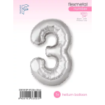 Шар (40''/102 см) Цифра, 3 Slim, Серебро, 1 шт. в уп., C901913P