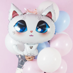 Шар (32''/81 см) Фигура, Котенок, Белый, 1 шт. в уп., 20125