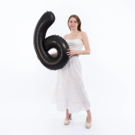 Шар (40''/102 см) Цифра, 6 Slim, Черный, Сатин, 1 шт. в уп., B901916SN