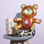 Шар (25''/64 см) Фигура 3D, Сидячий мишка с сердцем, 1 шт., 23204