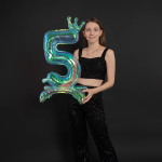 Шар (32''/81 см) Цифра на подставке, 5 Корона, Хамелеон, Хамелеон, 1 шт. в уп., 24035