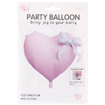 Шар (22''/56 см) Сердце, Белый бант, Розовый, Сатин, 1 шт. в уп., 27456