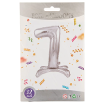 Шар (32''/81 см) Цифра на подставке, 7, Серебро, 1 шт. в уп., 24137