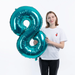 Шар (34''/86 см) Цифра, 8 Slim, Тиффани, 1 шт. в уп., 131408