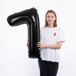 Шар (40''/102 см) Цифра, 7, Черный, Металлик, 1 шт. в уп., 27357