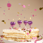 Свечи Сердце, Фуше, Металлик, 5 шт. с держат., 803261