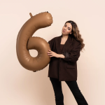 Шар (40''/102 см) Цифра, 6 Slim, Шоколад, Матовый, 1 шт. в уп., B901916MCH