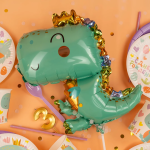 Шар с клапаном (14''/36 см) Мини-фигура, Динозаврик в короне, 1 шт., 23620