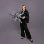 Шар 3D (32''/81 см) Звезда, Составная, Диско, Серебро, Голография, 1 шт. в уп., 27040