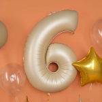 Шар (40''/102 см) Цифра, 6, Кремовый, Сатин, 1 шт. в уп., 400600SCR-P