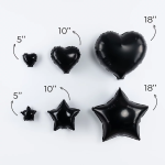 Шар с клапаном (10''/25 см) Мини-сердце, Черный, 1 шт., 27242