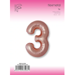 Шар (40''/102 см) Цифра, 3 Slim, Розовое Золото, Металлик, 1 шт. в уп., B901913RG