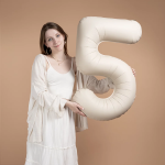 Шар (40''/102 см) Цифра, 5 Slim, Кремовый Латте, Матовый, 1 шт. в уп., B901915MCL