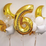 Шар (40''/102 см) Цифра, 6, Золото, 1 шт., 901766O