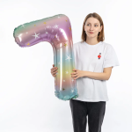 Шар (34''/86 см) Цифра, 7 Радужные искры, Градиент, 1 шт. в уп., 130037