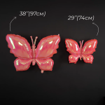 Шар (38''/97 см) Фигура, Бабочка (надув воздухом), Розовый, Хамелеон, 1 шт. в уп., 24999