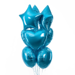 Шар (18''/46 см) Сердце, Аквамарин, Сатин, 1 шт., 201500SCA