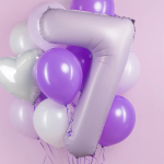 Шар (40''/102 см) Цифра, 7, Сиреневый, Сатин, 1 шт. в уп., 23977