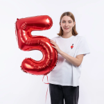 Шар (32''/81 см) Цифра, 5, Красный, 1 шт. в уп., 131385