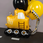Шар 3D (37''/94 см) Фигура на подставке, Экскаватор, Сатин, 1 шт., 27784