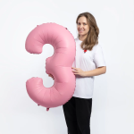 Шар (40''/102 см) Цифра, 3, Розовая Сакура, Матовый, 1 шт. в уп., 400300MSPK-P