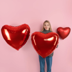 Шар (18''/46 см) Сердце, Красный, Сатин, 1 шт., 180000MR