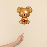 Шар (12''/30 см) Мини-фигура, Плюшевый мишка с сердцем, 1 шт., 902856