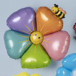 Шар (39''/99 см) Цветок, Ромашка с пчелкой (надув воздухом), Разноцветный, 1 шт., 23625