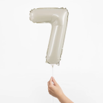 Шар с клапаном (16''/41 см) Мини-цифра, 7, Белый песок, Сатин, 1 шт., 26157