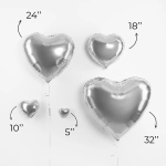 Шар (24''/61 см) Сердце, Серебро, Металлик, 1 шт., 27245