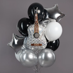 Шар (35''/89 см) Фигура, Гитара, Серебро, 1 шт. в уп., 26439