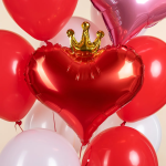 Шар (18''/46 см) Сердце, Золотая корона, Красный, 1 шт. в уп., 27339
