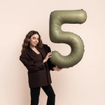 Шар (40''/102 см) Цифра, 5 Slim, Оливковый, Матовый, 1 шт., 901915MOL