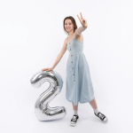 Шар (40''/102 см) Цифра, 2, Серебро, Металлик, 1 шт. в уп., 26492