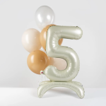 Шар (32''/81 см) Цифра на подставке, 5, Белый песок, 1 шт. в уп., 27515