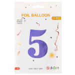 Шар (40''/102 см) Цифра, 5, Сиреневый, Металлик, 1 шт. в уп., 24215