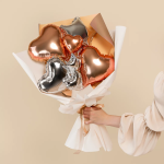 Шар с клапаном (10''/25 см) Мини-сердце, Серебро, Металлик, 1 шт., 27236