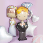 Шар (31''/79 см) Фигура, Кольцо с бриллиантом, Серебро, Голография, 1 шт., 35366H