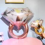 Шар с клапаном (17''/43 см) Мини-фигура, Кольцо с бриллиантом, Золото, 1 шт., 170762