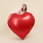 Шар (63''/160 см) Сердце, Красный, Сатин, 1 шт. в уп., 26934