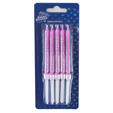 Свечи Happy Birthday, Розовый, Металлик, 8 см, 10 шт. с держат., 132523