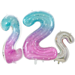 Шар (34''/86 см) Цифра, 2 Нежные искры, Розовый, Градиент, 1 шт. в уп., 131032