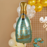 Шар (37''/94 см) Фигура, Бутылка Шампанское, Праздничное конфетти, Голубой, 1 шт., 23590