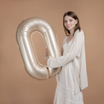 Шар (40''/102 см) Цифра, 0 Slim, Звездное Золото, Матовый, 1 шт., 901910MSG