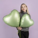 Шар (22''/56 см) Сердце, Оливковый, Сатин, 1 шт., 220000SOGR