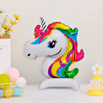 Шар 3D (18''/46 см) Фигура на подставке, Голова, Радужный Единорог, 1 шт. в уп., 23727P