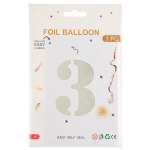 Шар (40''/102 см) Цифра, 3, Белый песок, Сатин, 1 шт. в уп., 27163
