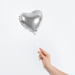 Шар с клапаном (10''/25 см) Мини-сердце, Серебро, Металлик, 1 шт., 27236